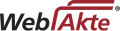 Wir arbeiten mit WebAkte Logo von WebAkte mit Link zur Login-Seite